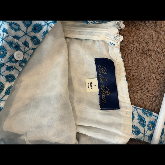 Dress - maxi, white and blue eyelet detail - Picture 3 of 4